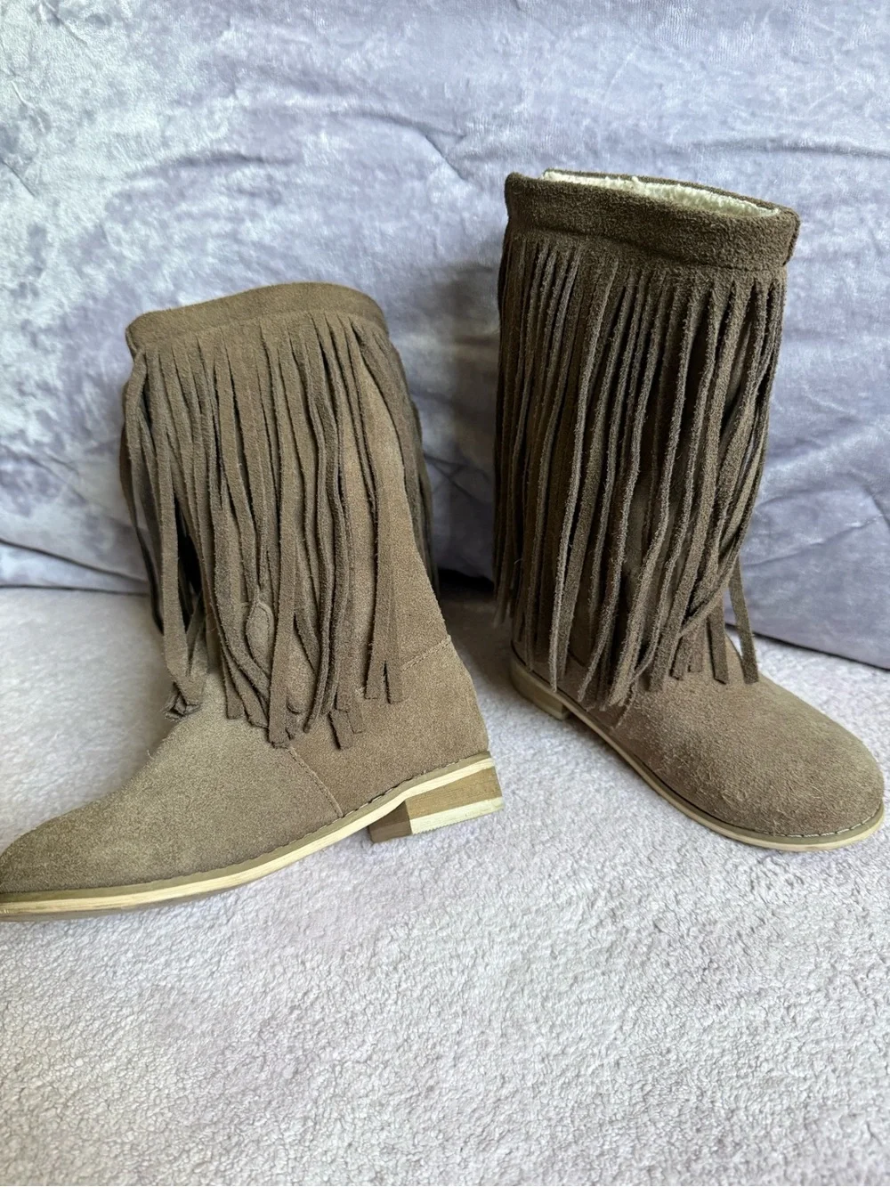 Joyfolie Kids Brown Suede Fringe Boots